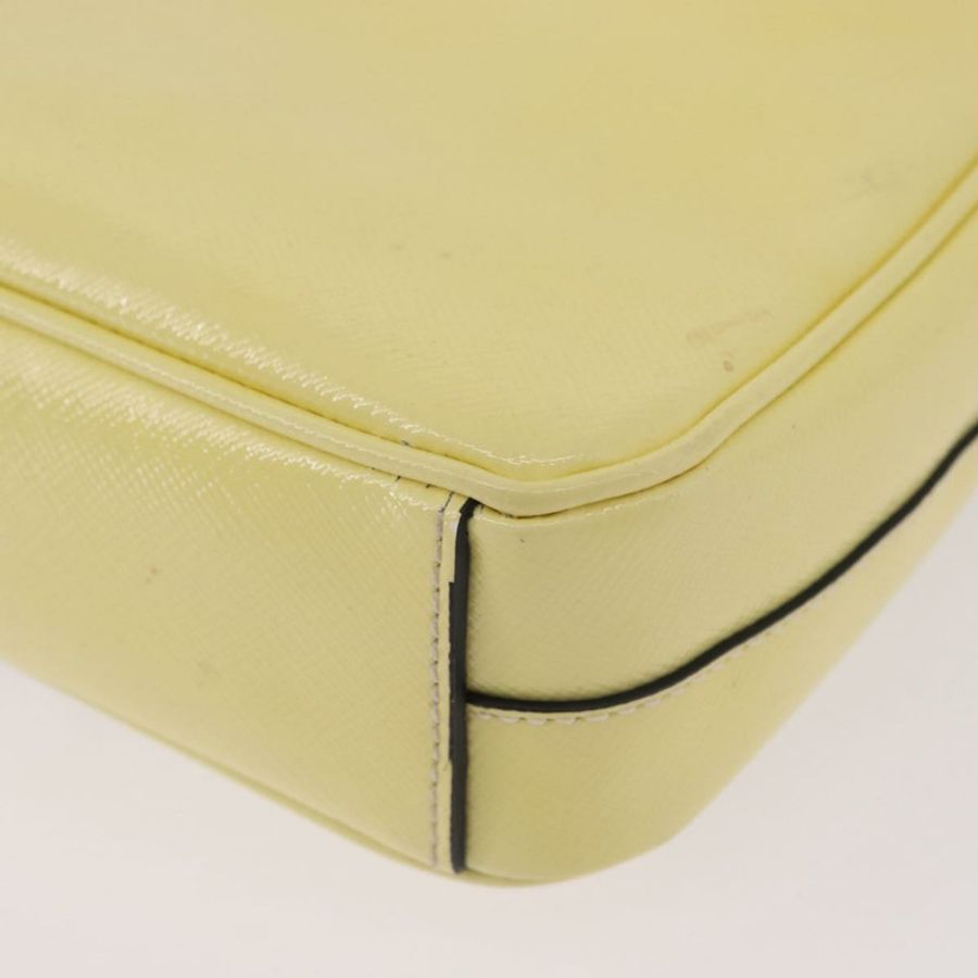 【日本直送】PRADA 鏈條單肩包 Safiano 皮革 黃色 銀色 正品 190027A-17