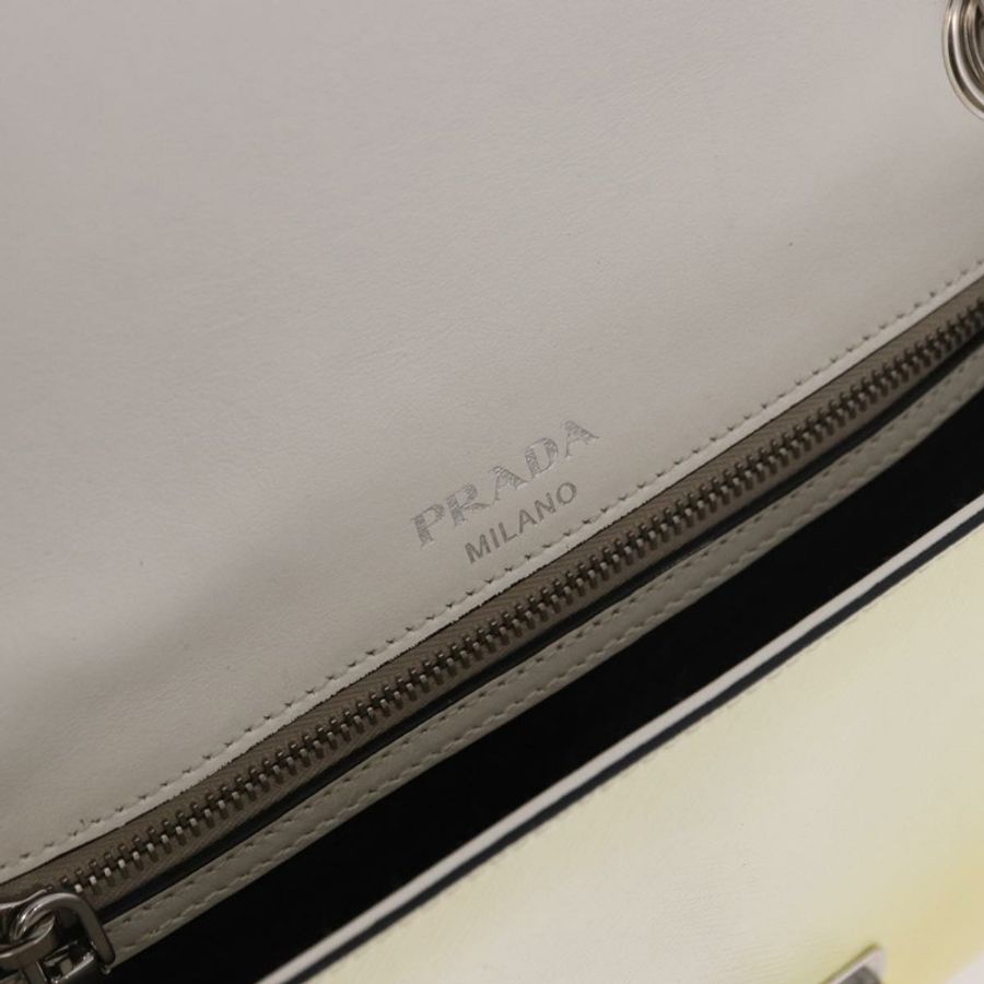 【日本直送】PRADA 鏈條單肩包 Safiano 皮革 黃色 銀色 正品 190027A-20