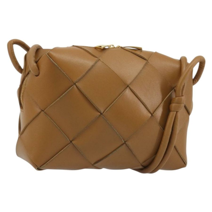 【日本直送】BOTTEGA VENETA MAXI INTRECCIATO 卡式單肩包 棕色金色 正品 BA14005V-0