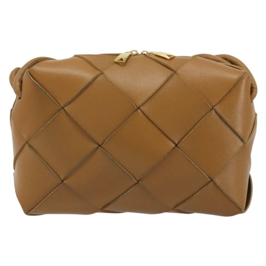 【日本直送】BOTTEGA VENETA MAXI INTRECCIATO 卡式單肩包 棕色金色 正品 BA14005V-12