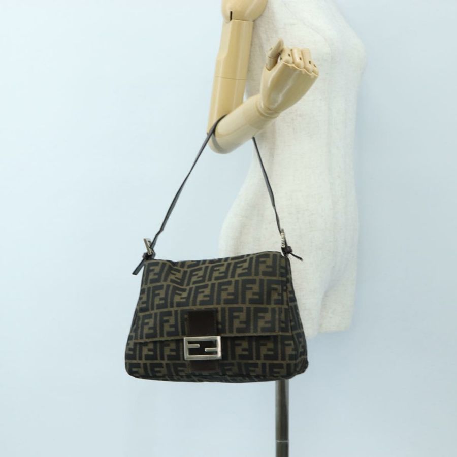 【日本直送】FENDI Zucca 帆布 Mamma Baguette 手袋棕色黑色正品 190870SAV-24