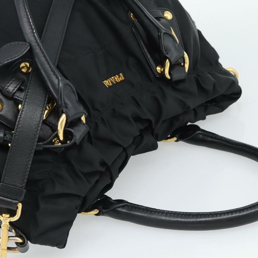 【日本直送】PRADA 尼龍雙肩包 黑色 金色 正品 191710V-5
