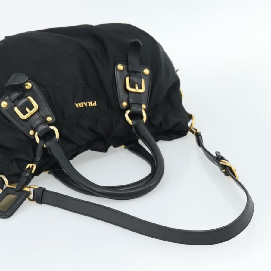 【日本直送】PRADA 尼龍雙肩包 黑色 金色 正品 191710V-7