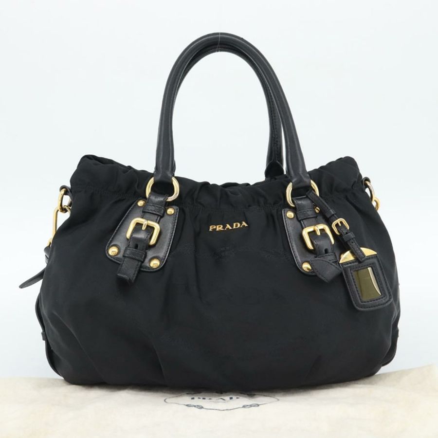 【日本直送】PRADA 尼龍雙肩包 黑色 金色 正品 191710V-11