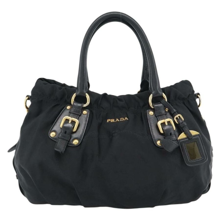 【日本直送】PRADA 尼龍雙肩包 黑色 金色 正品 191710V-12