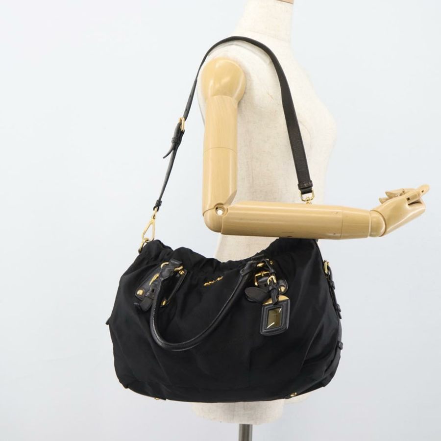 【日本直送】PRADA 尼龍雙肩包 黑色 金色 正品 191710V-25