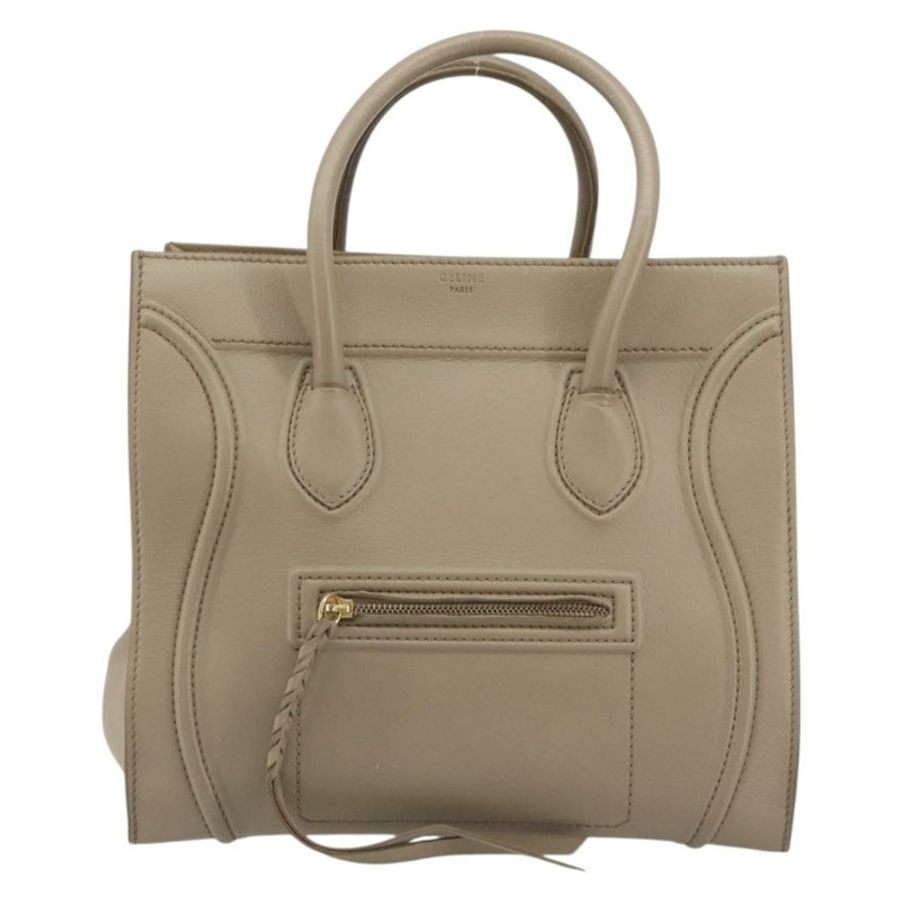 【日本直送】CELINE Luggage Phantom 手提包 皮革 米色 金色 正品 186673A-12