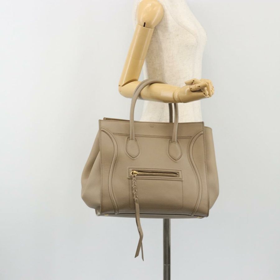 【日本直送】CELINE Luggage Phantom 手提包 皮革 米色 金色 正品 186673A-22