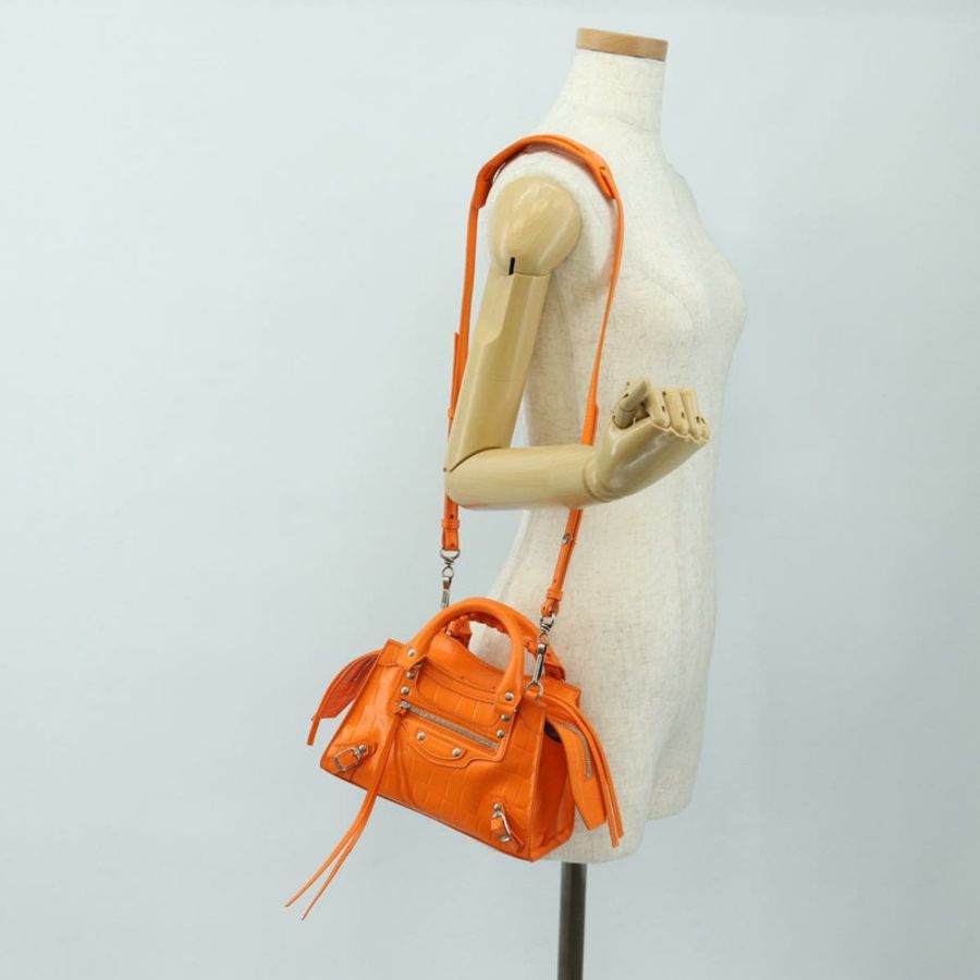 【日本直送】BALENCIAGA 經典款 City 迷你手提包,皮革材質,橘色,兩用款,貨號 638524,正品編號 190519SM-25