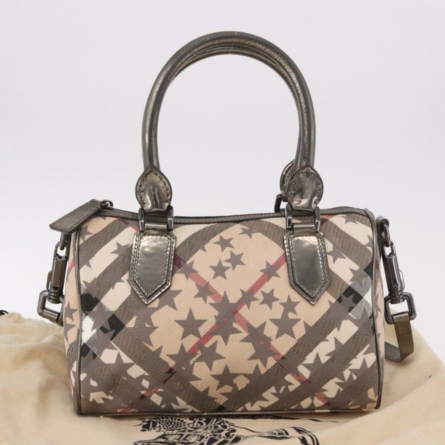 【日本直送】BURBERRY Nova 格紋手提包 PVC 兩用 米色 正品 gh2159A-11