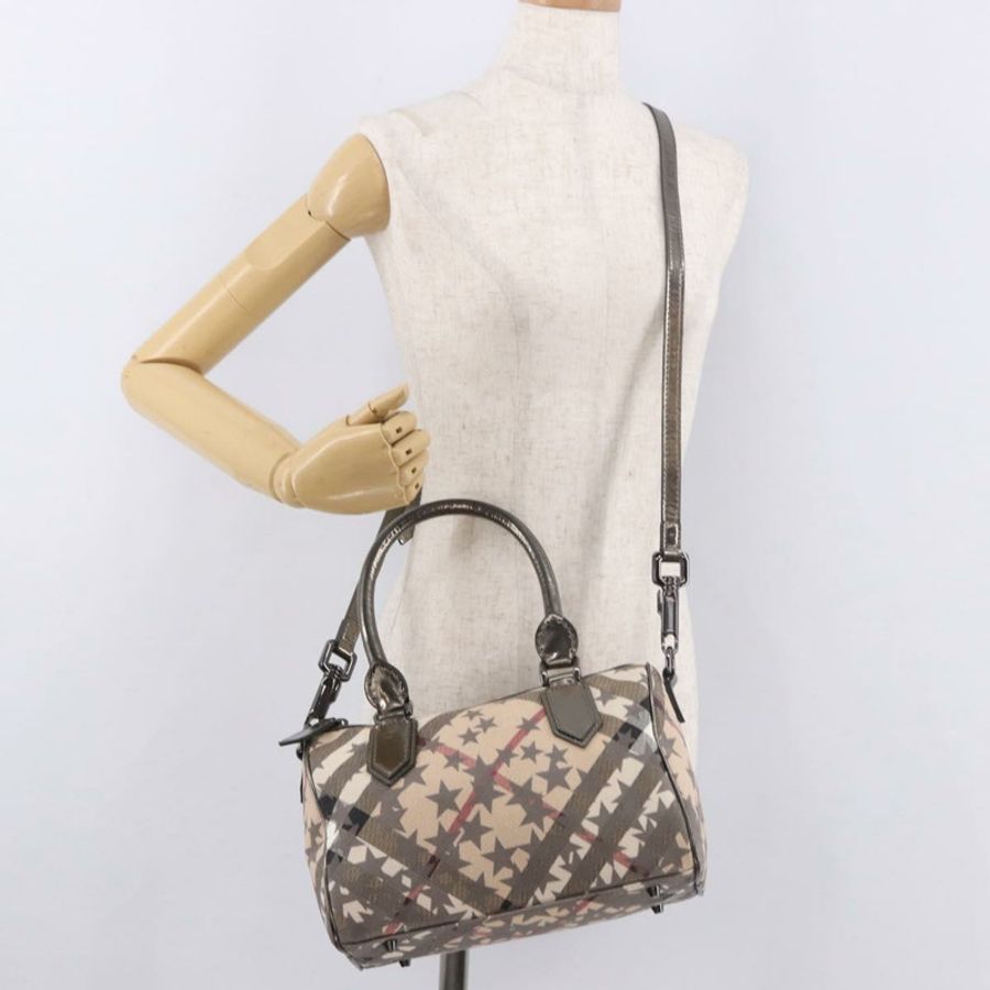 【日本直送】BURBERRY Nova 格紋手提包 PVC 兩用 米色 正品 gh2159A-24