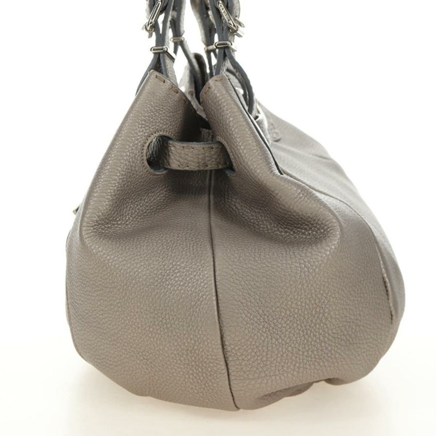 【日本直送】FENDI Celeria 手提包 皮革 灰色 金色 正品 191294V-2