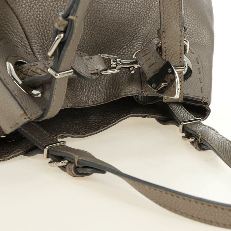 【日本直送】FENDI Celeria 手提包 皮革 灰色 金色 正品 191294V-6