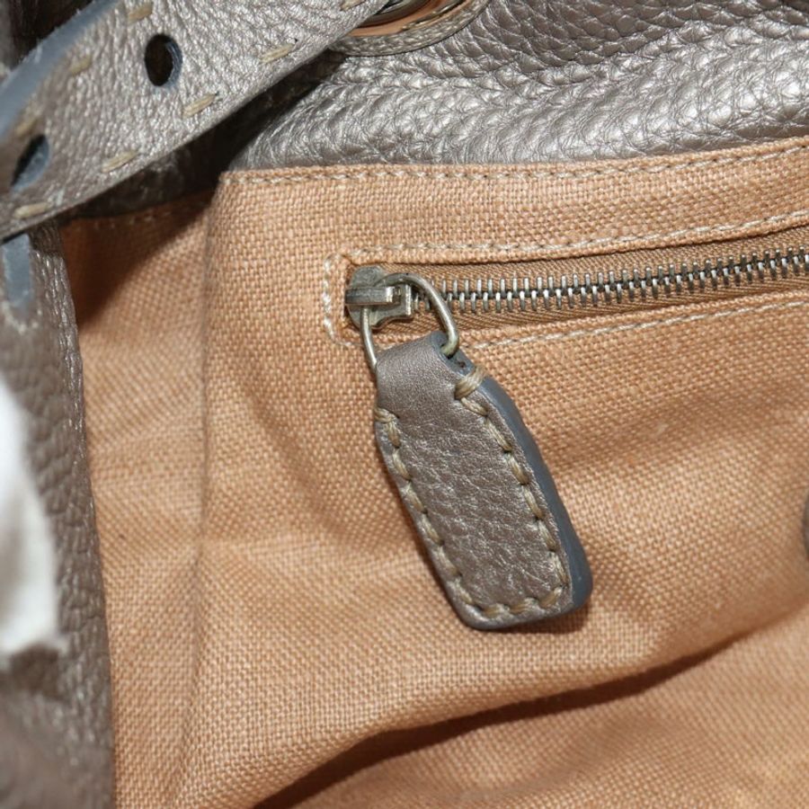 【日本直送】FENDI Celeria 手提包 皮革 灰色 金色 正品 191294V-22