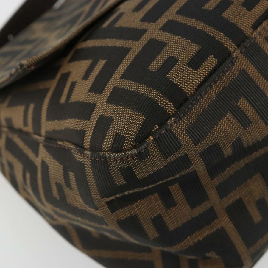 【日本直送】FENDI Zucca帆布Mamma Baguette單肩包 棕色 銀色 正品 BA13938V-14