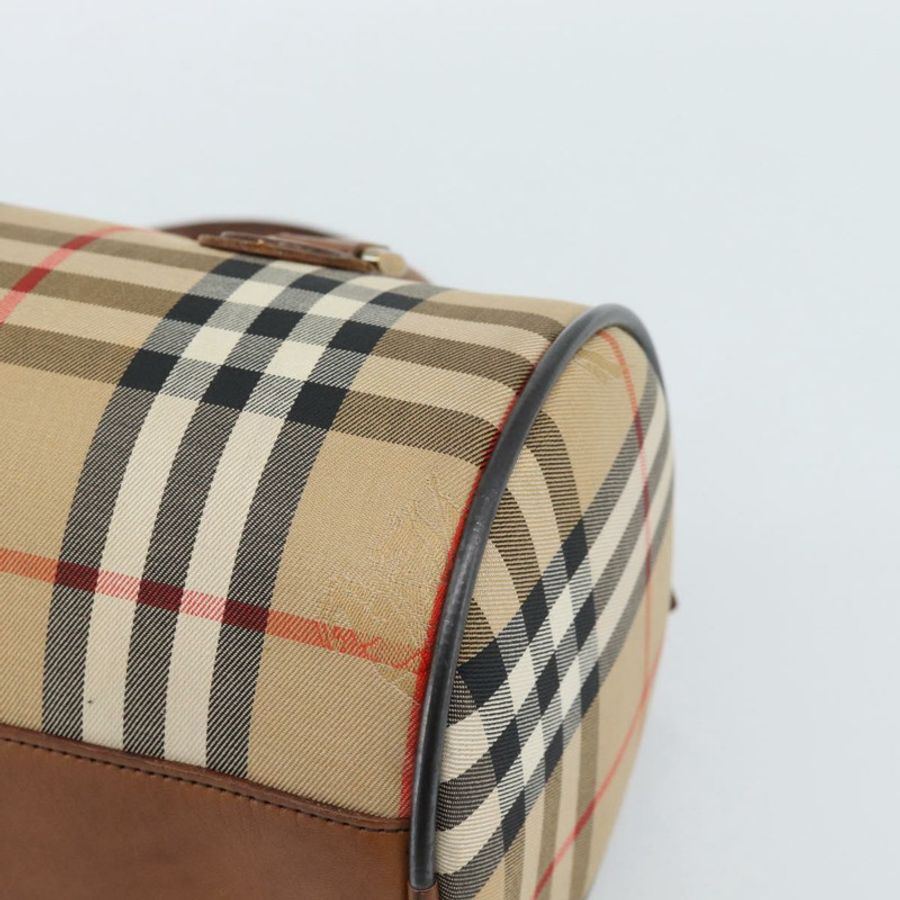 【日本直送】Burberrys Nova 格紋手提包 帆布 米色 金色 正品 190848A-14