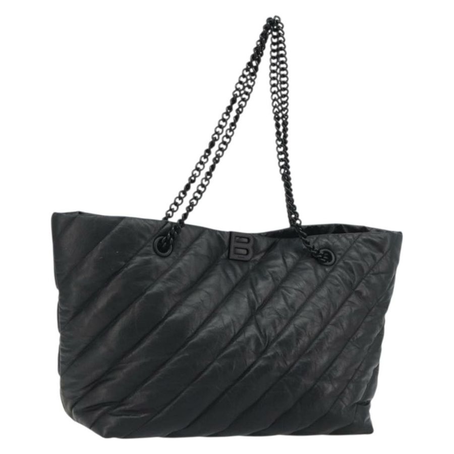 【日本直送】BALENCIAGA Crash 黑色皮革肩背包 777856 Auth mr2710V-0
