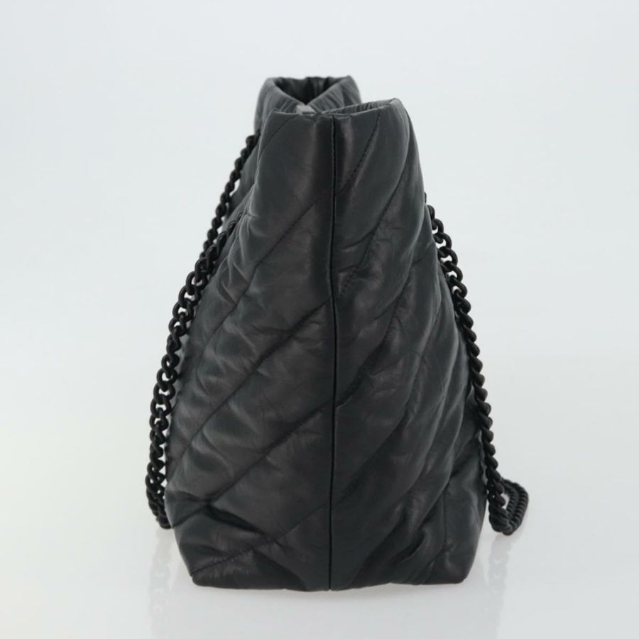 【日本直送】BALENCIAGA Crash 黑色皮革肩背包 777856 Auth mr2710V-3