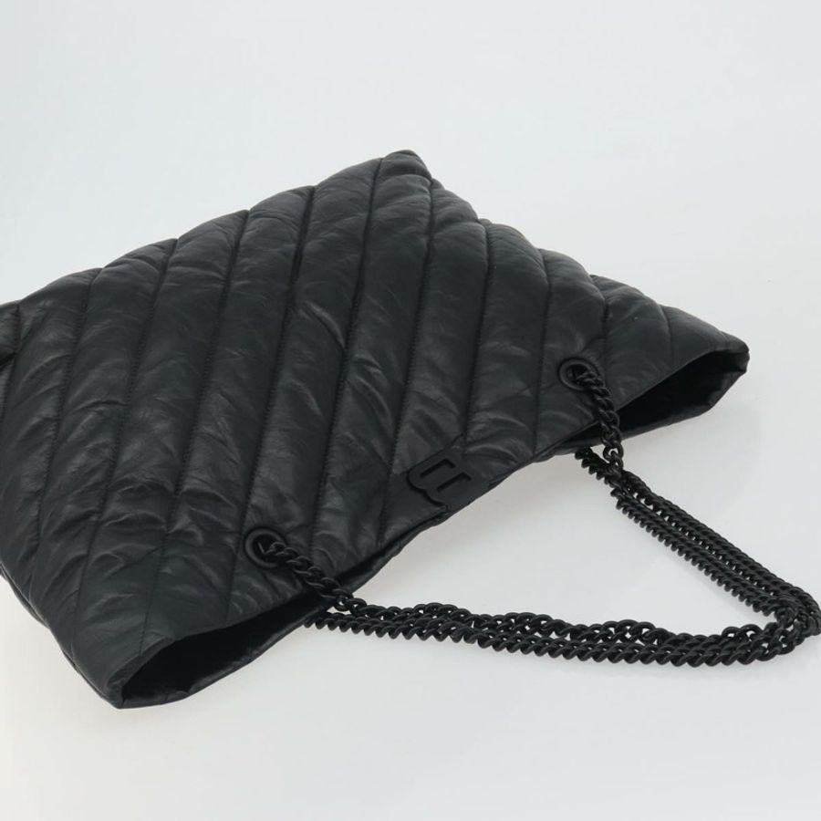 【日本直送】BALENCIAGA Crash 黑色皮革肩背包 777856 Auth mr2710V-5