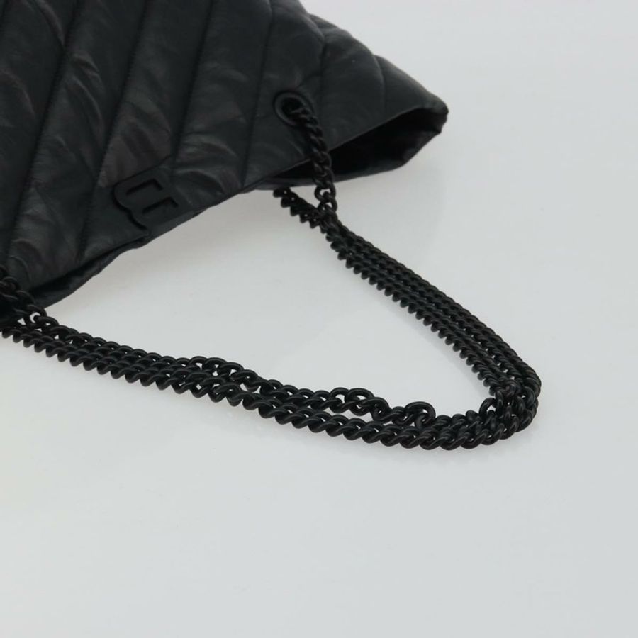 【日本直送】BALENCIAGA Crash 黑色皮革肩背包 777856 Auth mr2710V-6