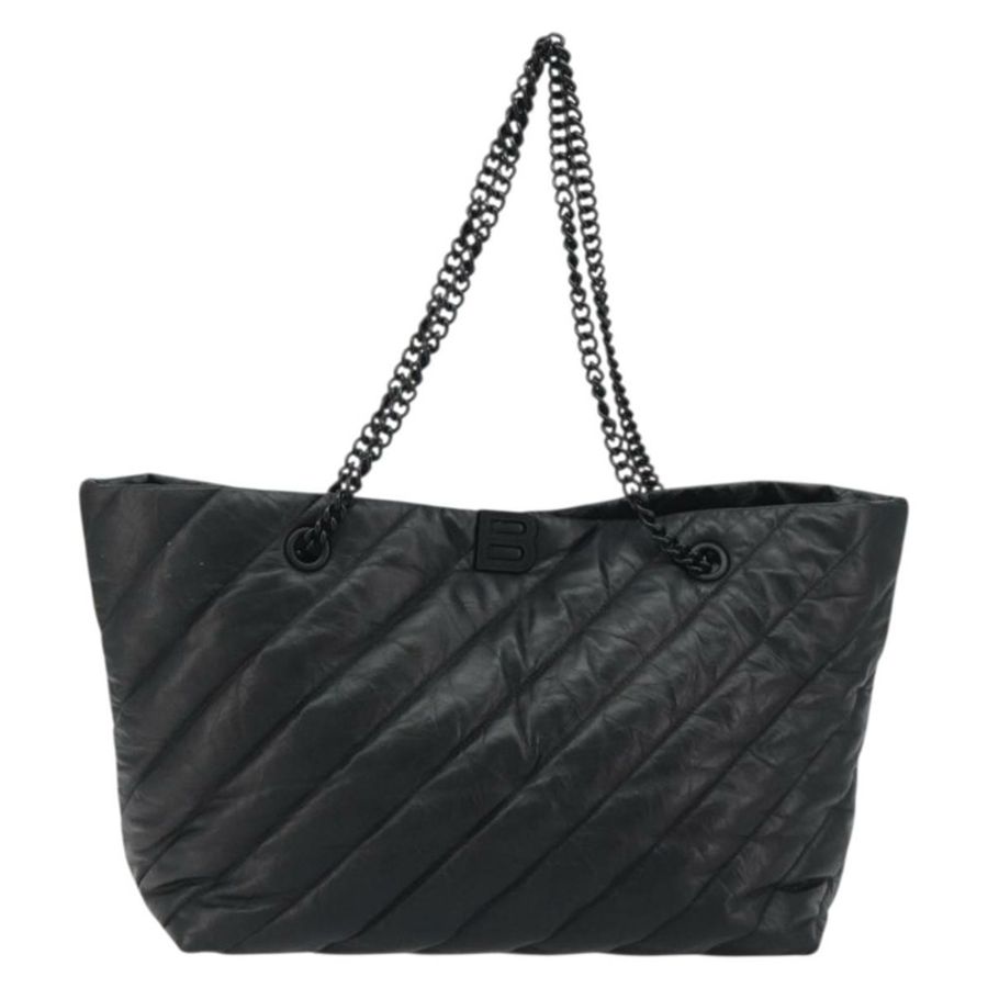 【日本直送】BALENCIAGA Crash 黑色皮革肩背包 777856 Auth mr2710V-12