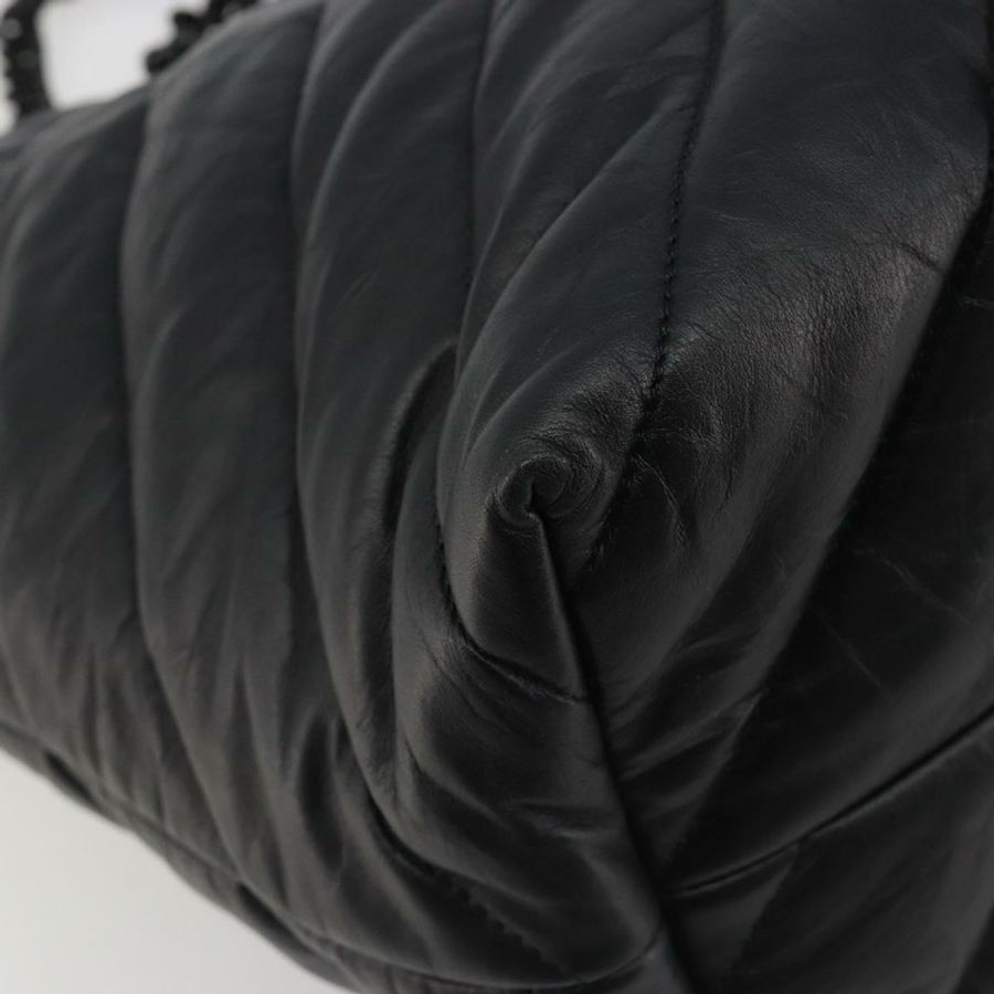【日本直送】BALENCIAGA Crash 黑色皮革肩背包 777856 Auth mr2710V-14