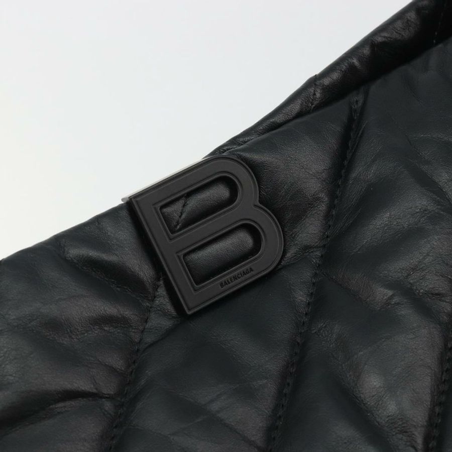 【日本直送】BALENCIAGA Crash 黑色皮革肩背包 777856 Auth mr2710V-17