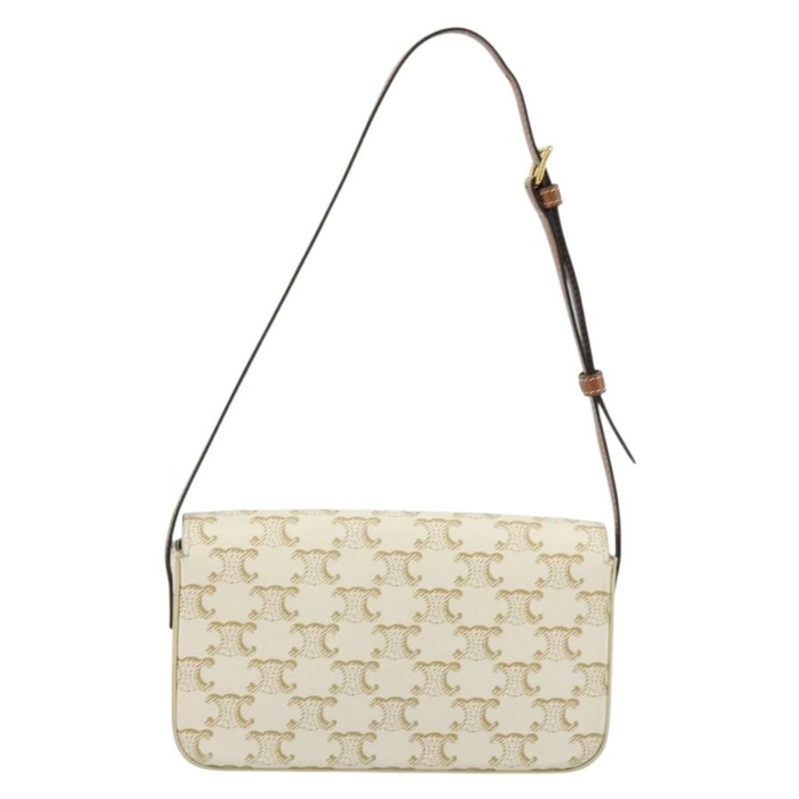 【日本直送】CELINE Triomphe 白色金色皮革肩背包 正品 BA13935M-1