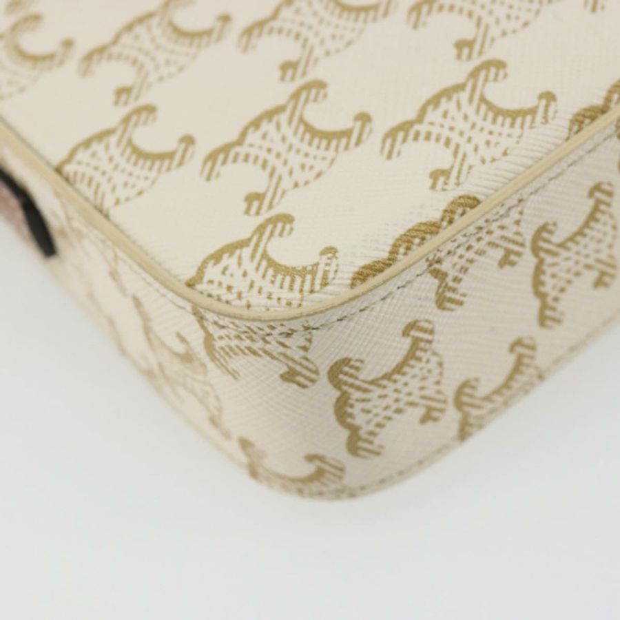 【日本直送】CELINE Triomphe 白色金色皮革肩背包 正品 BA13935M-17