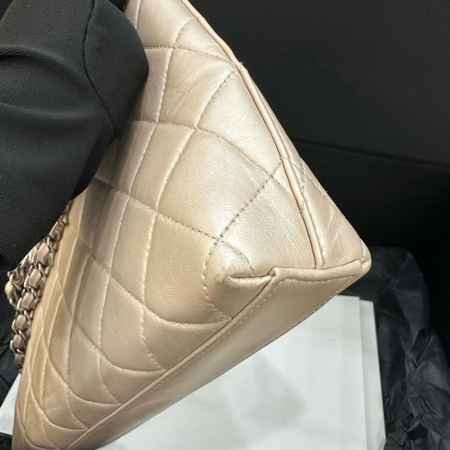 Chanel 珠光粉 菱格紋mini tote-7