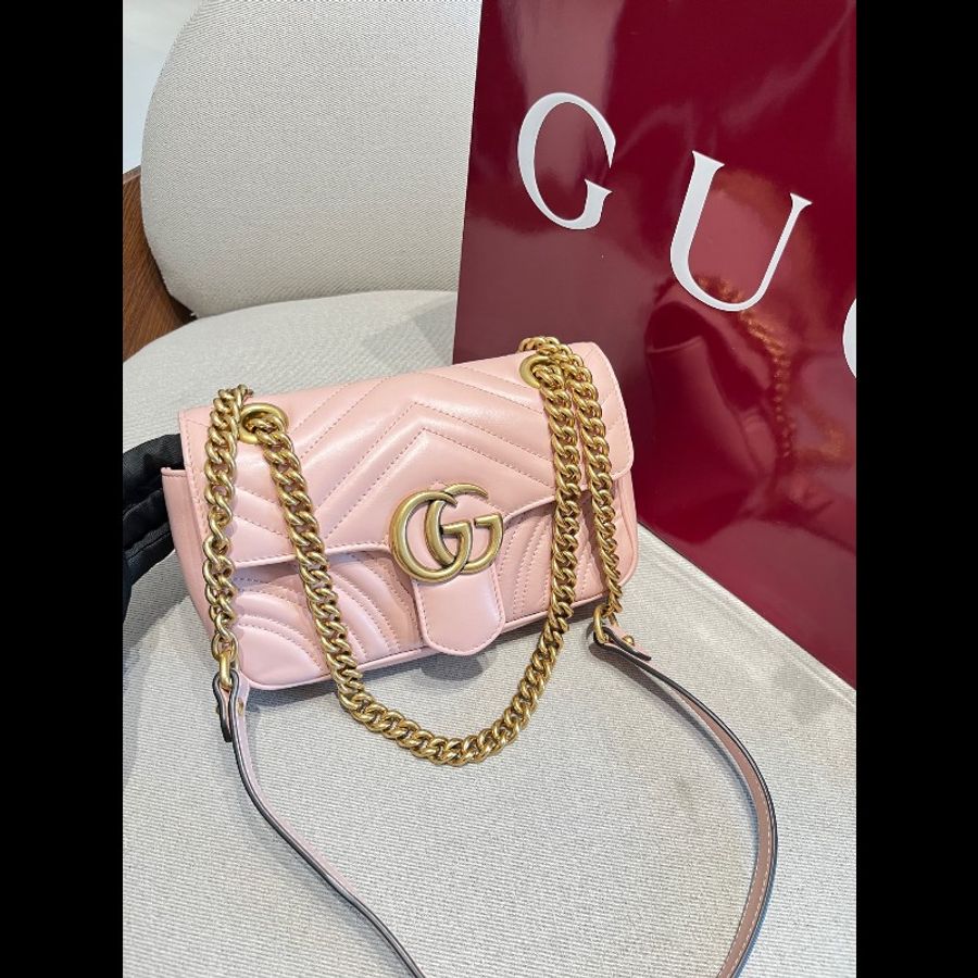 Gucci 粉紅色馬蒙22肩背包-2