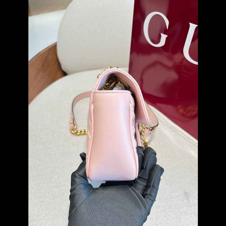 Gucci 粉紅色馬蒙22肩背包-3