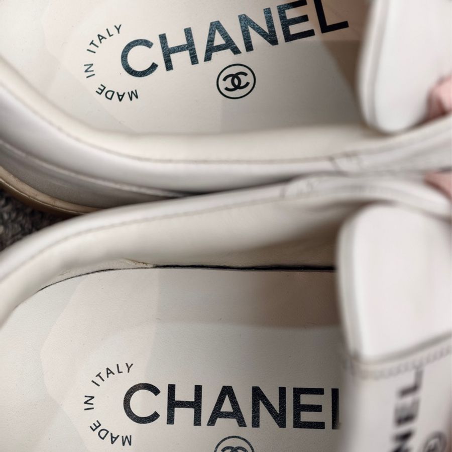 Chanel香奈兒 24p雙C板鞋 粉拼白 39碼-7
