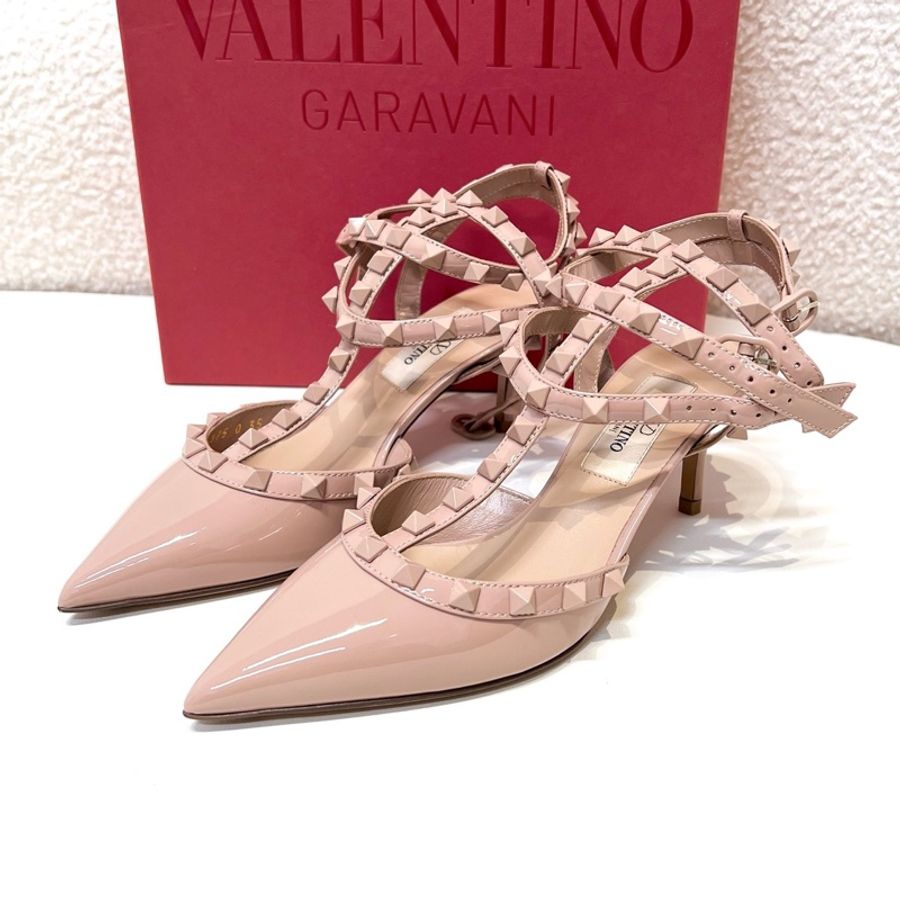 VALENTINO/華倫天奴 粉色鉚釘高跟涼鞋 35碼 全新全套-0