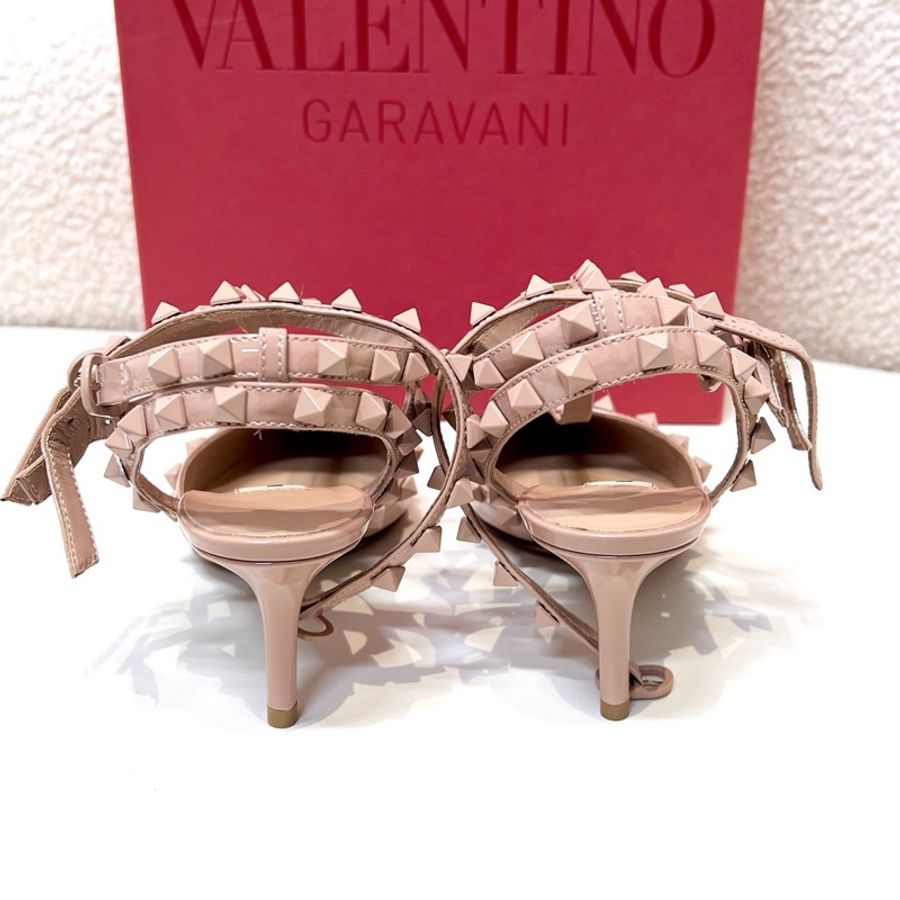 VALENTINO/華倫天奴 粉色鉚釘高跟涼鞋 35碼 全新全套-3