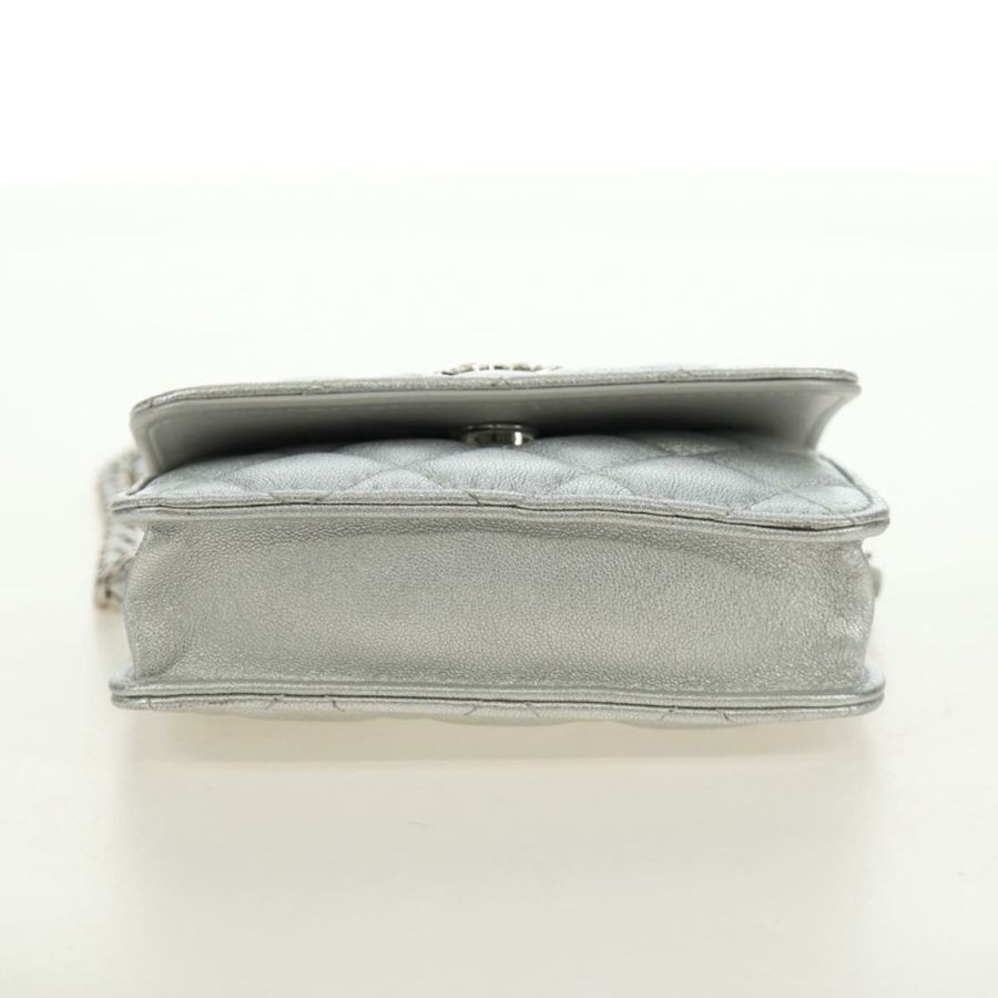 【日本直送】香奈兒 (CHANEL) 絎縫鏈條單肩包,羊皮材質,銀色雙C標誌,貨號 190674SAM-4