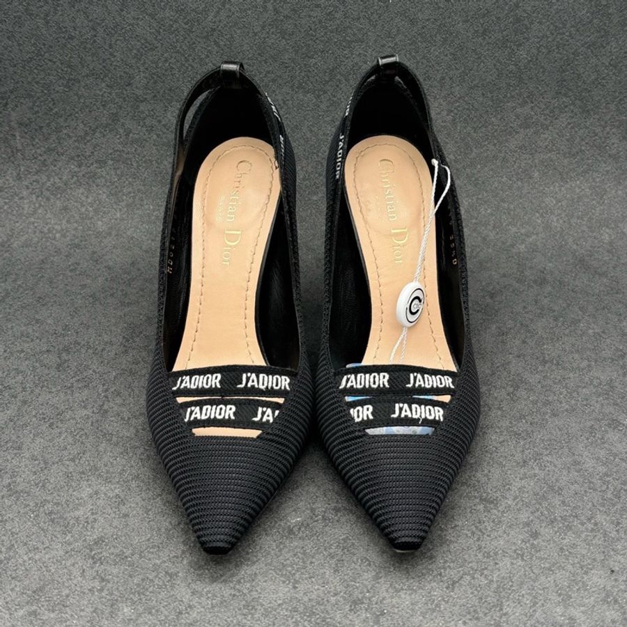Dior/迪奧 黑色織物字母高跟鞋 35.5碼 僅下地一次成色!帶全套原盒-1