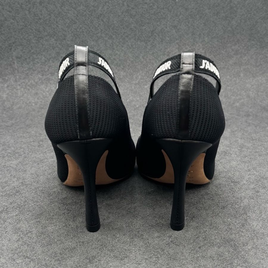 Dior/迪奧 黑色織物字母高跟鞋 35.5碼 僅下地一次成色!帶全套原盒-4