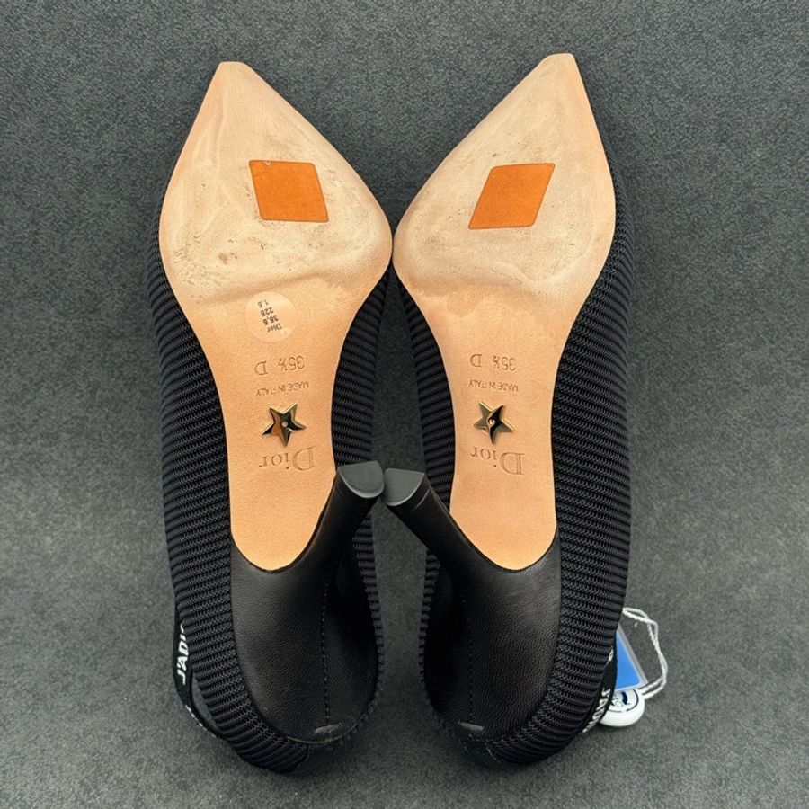 Dior/迪奧 黑色織物字母高跟鞋 35.5碼 僅下地一次成色!帶全套原盒-6