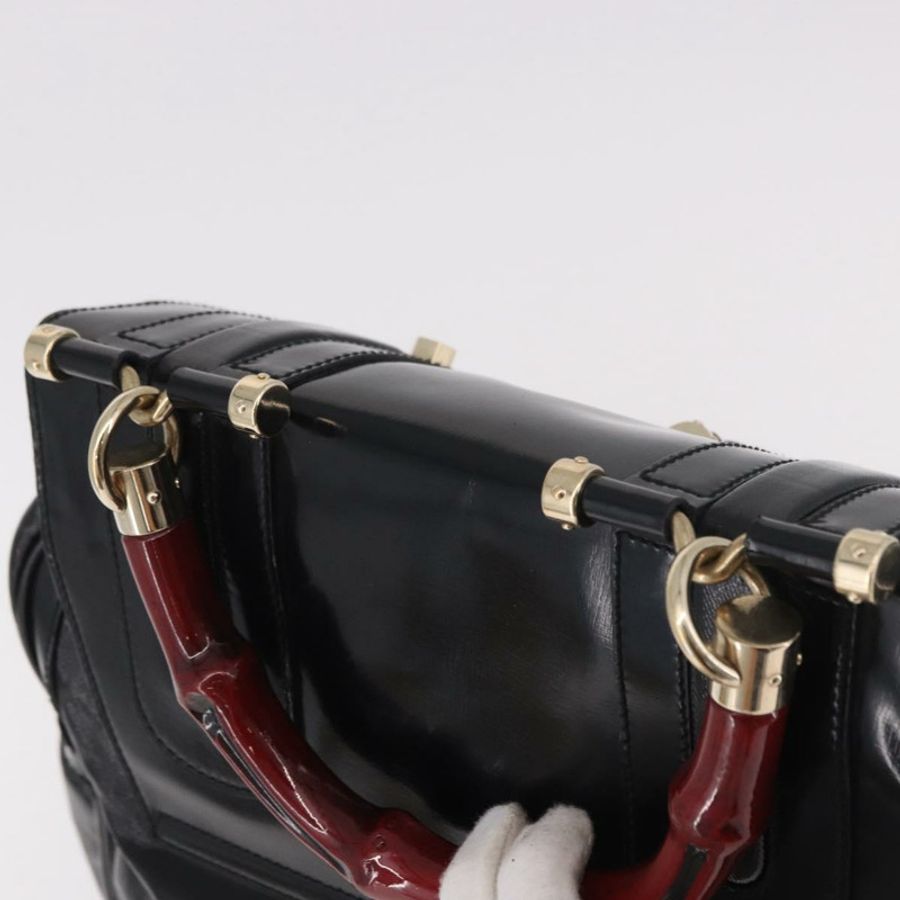 【日本直送】GUCCI 竹節手提包 PVC帆布 兩用 黑色 金色 正品 189804A-5