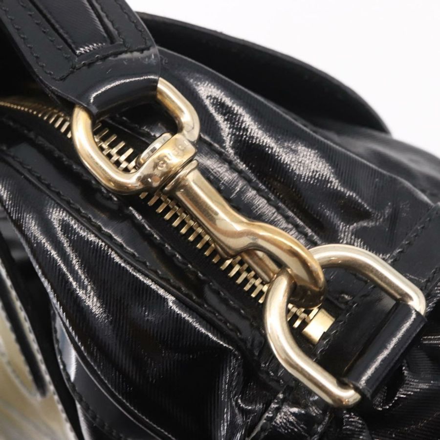 【日本直送】GUCCI 竹節手提包 PVC帆布 兩用 黑色 金色 正品 189804A-18