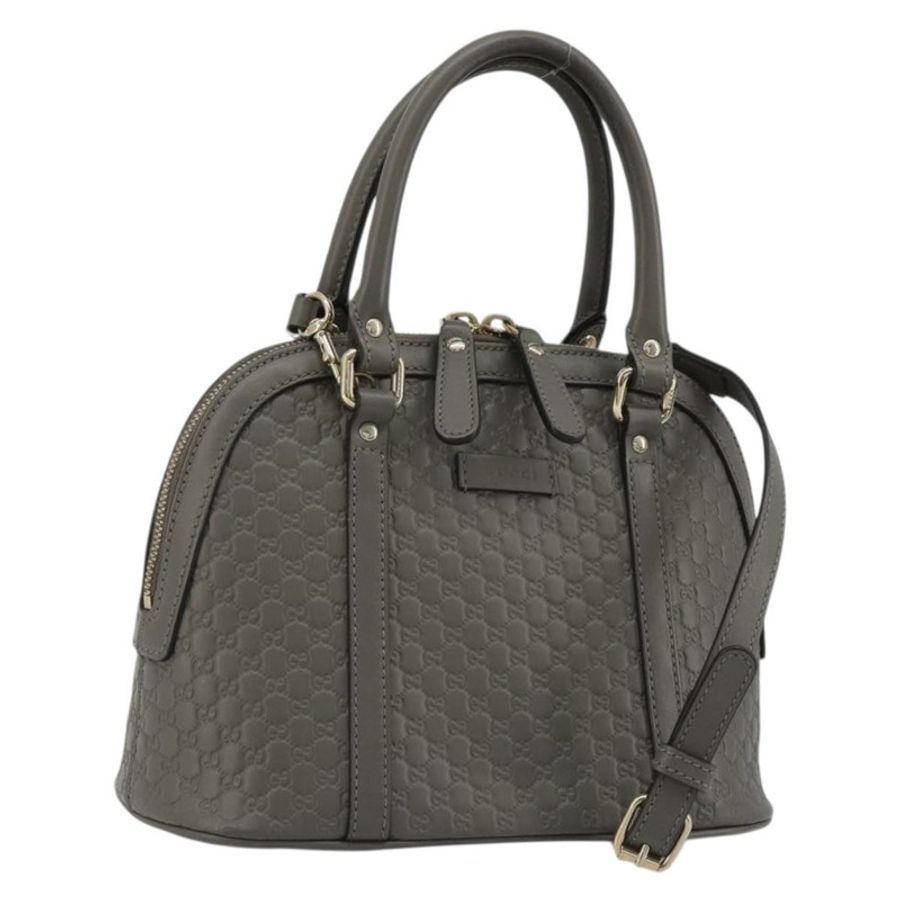 【日本直送】GUCCI Micro GG 帆布 Guccissima 手提包 皮革兩用 灰色/金色 449654 正品 186642V-0