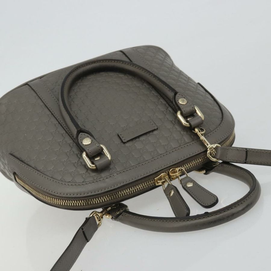 【日本直送】GUCCI Micro GG 帆布 Guccissima 手提包 皮革兩用 灰色/金色 449654 正品 186642V-5