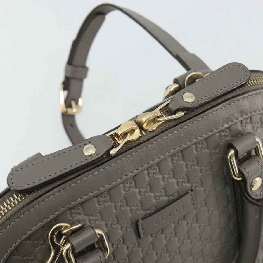 【日本直送】GUCCI Micro GG 帆布 Guccissima 手提包 皮革兩用 灰色/金色 449654 正品 186642V-19