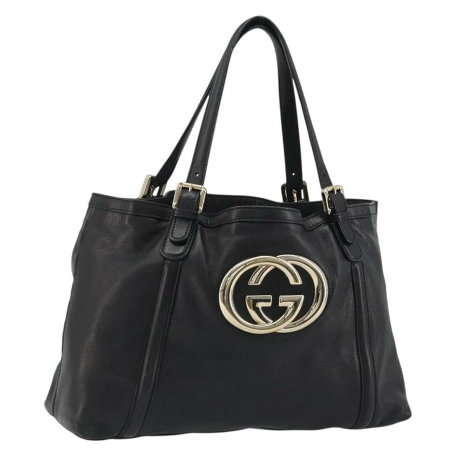【日本直送】GUCCI Newbrit 手提包 皮革 黑色 金色 162094 正品 BA13791V-0