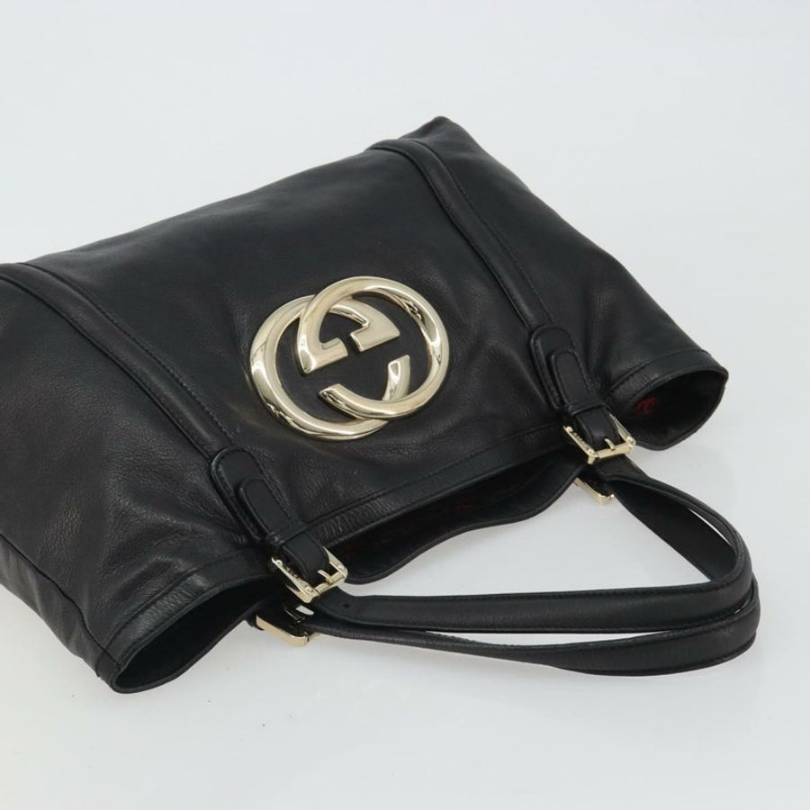【日本直送】GUCCI Newbrit 手提包 皮革 黑色 金色 162094 正品 BA13791V-5