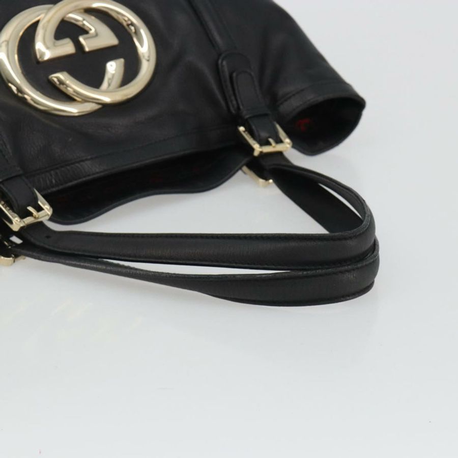 【日本直送】GUCCI Newbrit 手提包 皮革 黑色 金色 162094 正品 BA13791V-6