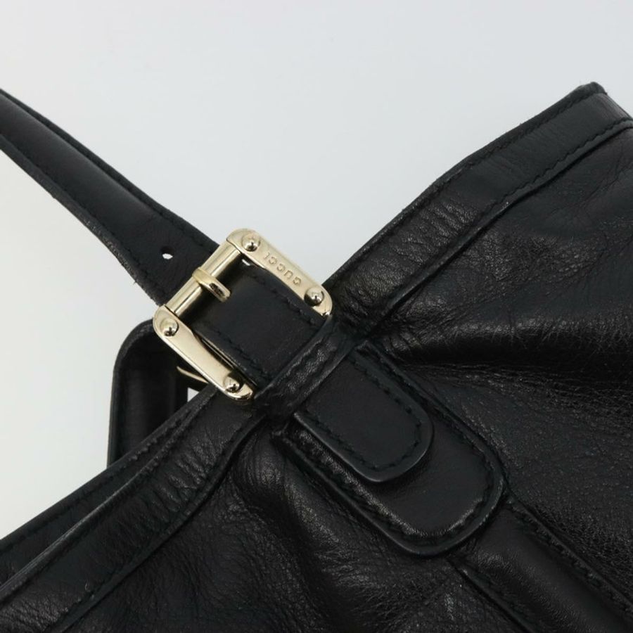 【日本直送】GUCCI Newbrit 手提包 皮革 黑色 金色 162094 正品 BA13791V-9