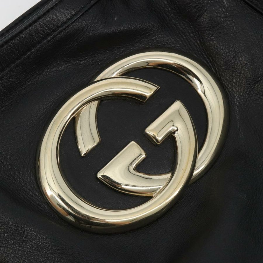 【日本直送】GUCCI Newbrit 手提包 皮革 黑色 金色 162094 正品 BA13791V-16