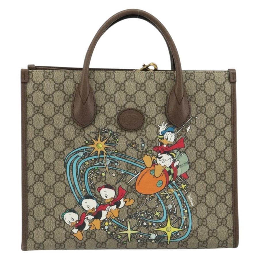 【日本直送】GUCCI GG Supreme 唐老鴨手提包 PVC 兩用 米色/金色 648134 正品 190456M-12
